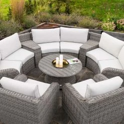 'Peony' Luxury Rattan 8 Seater Modular Garden Sofa Set with Storage Baskets and Coffee Table in Stone by Primrose Living -Rattan Garden Furniture Shop Stone FU102251 4 FullSetClose 3d1b
