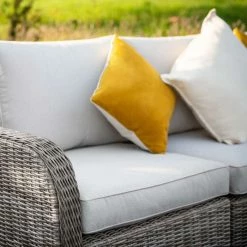 'Peony' Luxury Rattan 5 Seater Modular Garden Sofa Set with Open Coffee Table and Footstools in Stone by Primrose Living -Rattan Garden Furniture Shop Stone FU102252 6 SofaClose 021f