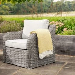 'Peony' Luxury Rattan 4 Seater Modular Garden Sofa Set with Coffee Table in Stone by Primrose Living -Rattan Garden Furniture Shop Stone FU102253 4 Chair 6bb4