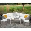 'Peony' Luxury Rattan 7 Seater Modular Garden Sofa Set with Coffee Table and Footstools in Stone by Primrose Living -Rattan Garden Furniture Shop Stone FU102259 1 FullSet 9149