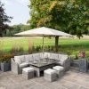 'Peony' Luxury Rattan 9 Seater Modular Garden Sofa Set with Rectangular Rising Table and Footstools in Stone by Primrose Living -Rattan Garden Furniture Shop Stone FU102262 4 FullSet ae0b