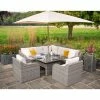 'Peony' Luxury Rattan 7 Seater Modular Garden Sofa Set with Square Rising Table in Stone by Primrose Living -Rattan Garden Furniture Shop Stone FU102263 1 FullSet 0fc1