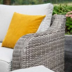 'Peony' Luxury Rattan 10 Seater Modular Garden Sofa Set with Rectangular Table in Stone by Primrose Living -Rattan Garden Furniture Shop Stone FU102264 9 ChairSideArm 5ad1
