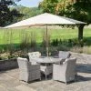 Luxury 4 Seater Circular Garden Dining Set in Stone Rattan by Primrose Living -Rattan Garden Furniture Shop Stone FU102243 FullSet a247