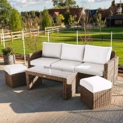 'Iris' Luxury Rattan 5 Seater Garden Sofa Set with Open Coffee Table by Primrose Living -Rattan Garden Furniture Shop fu102408 fullsetoff 0d5b