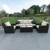 'Iris' Luxury Rattan 5 Seater Garden Sofa Set with Box Coffee Table in Stone by Primrose Living -Rattan Garden Furniture Shop fu102415 fullset d662