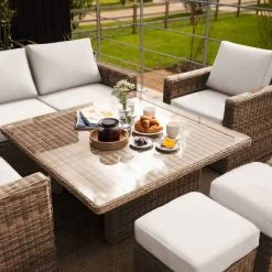 'Iris' Luxury Rattan 6 Seater Garden Sofa Set with Square Rising Table and Parasol by Primrose Living -Rattan Garden Furniture Shop fu102417 table 06c8