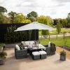 'Iris' Luxury Rattan 6 Seater Garden Sofa Set with Square Rising Table and Parasol in Stone by Primrose Living -Rattan Garden Furniture Shop fu102418 FullSet 0d61