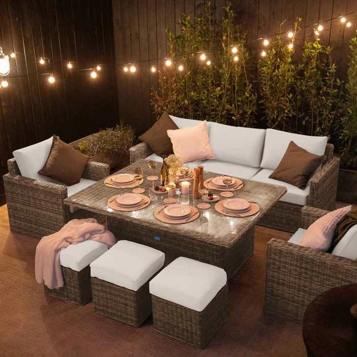 'Iris' Luxury Rattan 8 Seater Garden Sofa Set with Rectangular Rising Table by Primrose Living 4 'Iris' Luxury Rattan 8 Seater Garden Sofa Set with Rectangular Rising Table by Primrose Living - Image 2