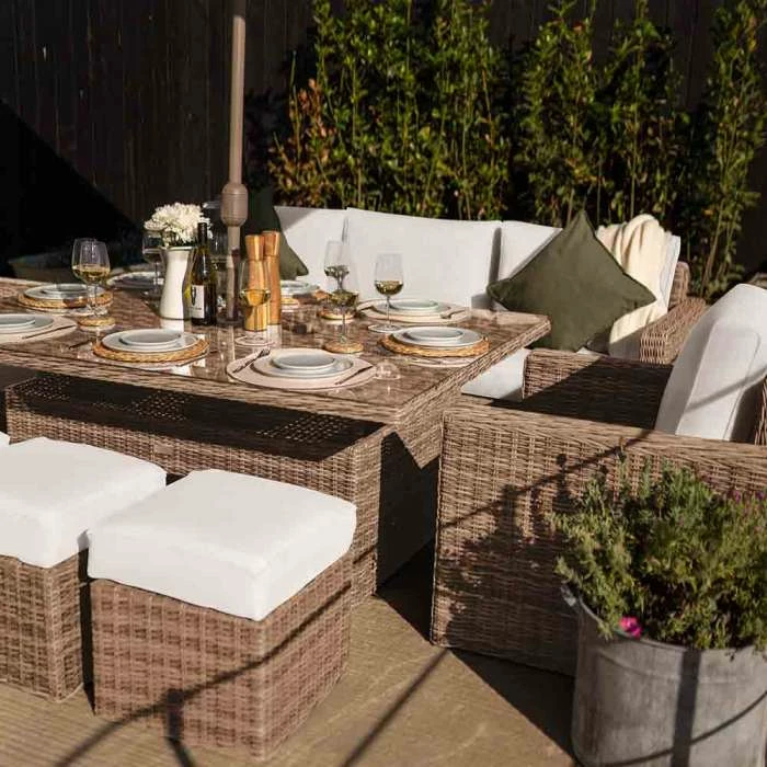 'Iris' Luxury Rattan 8 Seater Garden Sofa Set with Rectangular Rising Table by Primrose Living 6 'Iris' Luxury Rattan 8 Seater Garden Sofa Set with Rectangular Rising Table by Primrose Living - Image 4