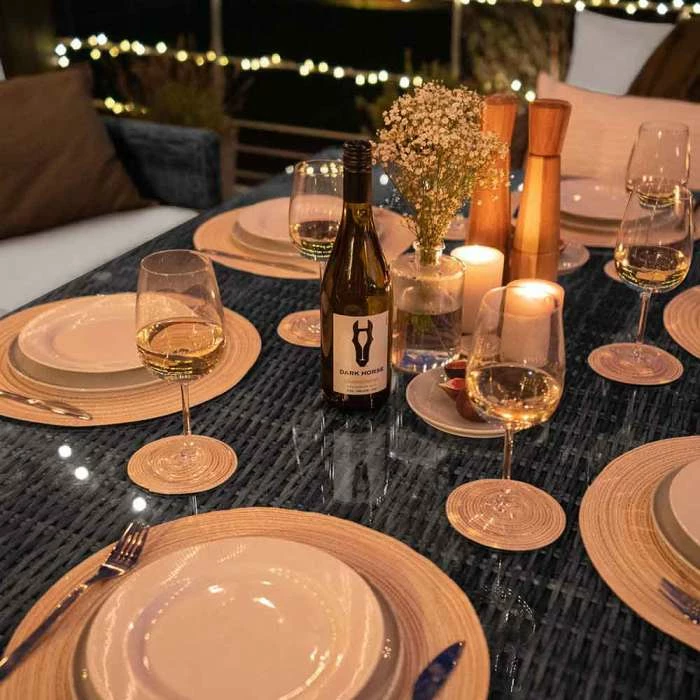 'Iris' Luxury Rattan 8 Seater Garden Sofa Set with Rectangular Rising Table in Stone by Primrose Living 5 'Iris' Luxury Rattan 8 Seater Garden Sofa Set with Rectangular Rising Table in Stone by Primrose Living - Image 3