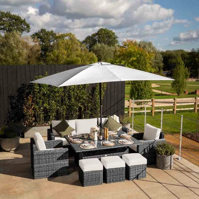 'Iris' Luxury Rattan 8 Seater Garden Sofa Set with Rectangular Rising Table in Stone by Primrose Living 3 'Iris' Luxury Rattan 8 Seater Garden Sofa Set with Rectangular Rising Table in Stone by Primrose Living