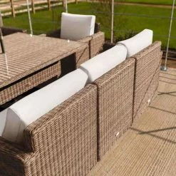 'Iris' Luxury Rattan 8 Seater Garden Sofa Set with Rectangular Rising Table and Parasol by Primrose Living -Rattan Garden Furniture Shop fu102424 3 SofaBack b591