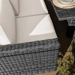'Iris' Luxury Rattan 8 Seater Garden Sofa Set with Rectangular Rising Table and Parasol in Stone by Primrose Living -Rattan Garden Furniture Shop fu102425 1 ChairClose 20bc