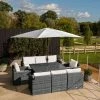 'Iris' Luxury Rattan 8 Seater Garden Sofa Set with Rectangular Rising Table and Parasol in Stone by Primrose Living 1 'Iris' Luxury Rattan 8 Seater Garden Sofa Set with Rectangular Rising Table and Parasol in Stone by Primrose Living -Rattan Garden Furniture Shop fu102425 2 7455