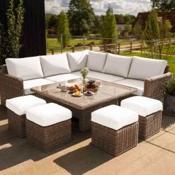 'Iris' Luxury Rattan 9 Seater Garden Sofa Set with Square Rising Table by Primrose Living -Rattan Garden Furniture Shop fu102427 4 FullSetNoParaClose a734