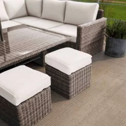 'Iris' Luxury Rattan 9 Seater Garden Sofa Set with Rectangular Rising Table and Parasol by Primrose Living -Rattan Garden Furniture Shop fu102430 1 Footstool 7eb6