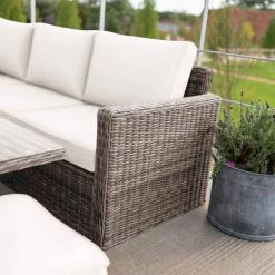 'Iris' Luxury Rattan 9 Seater Garden Sofa Set with Rectangular Rising Table and Parasol by Primrose Living -Rattan Garden Furniture Shop fu102430 2 SofaCorner 7e7f