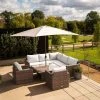 'Iris' Luxury Rattan 7 Seater Garden Sofa Set with Square Rising Table by Primrose Living