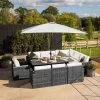 'Iris' Luxury Rattan 10 Seater Garden Sofa Set with Rectangular Table in Stone by Primrose Living -Rattan Garden Furniture Shop fu102435 3 FullSet dc28